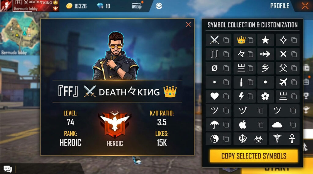Símbolos para nick de Free Fire lista completa para copiar y pegar